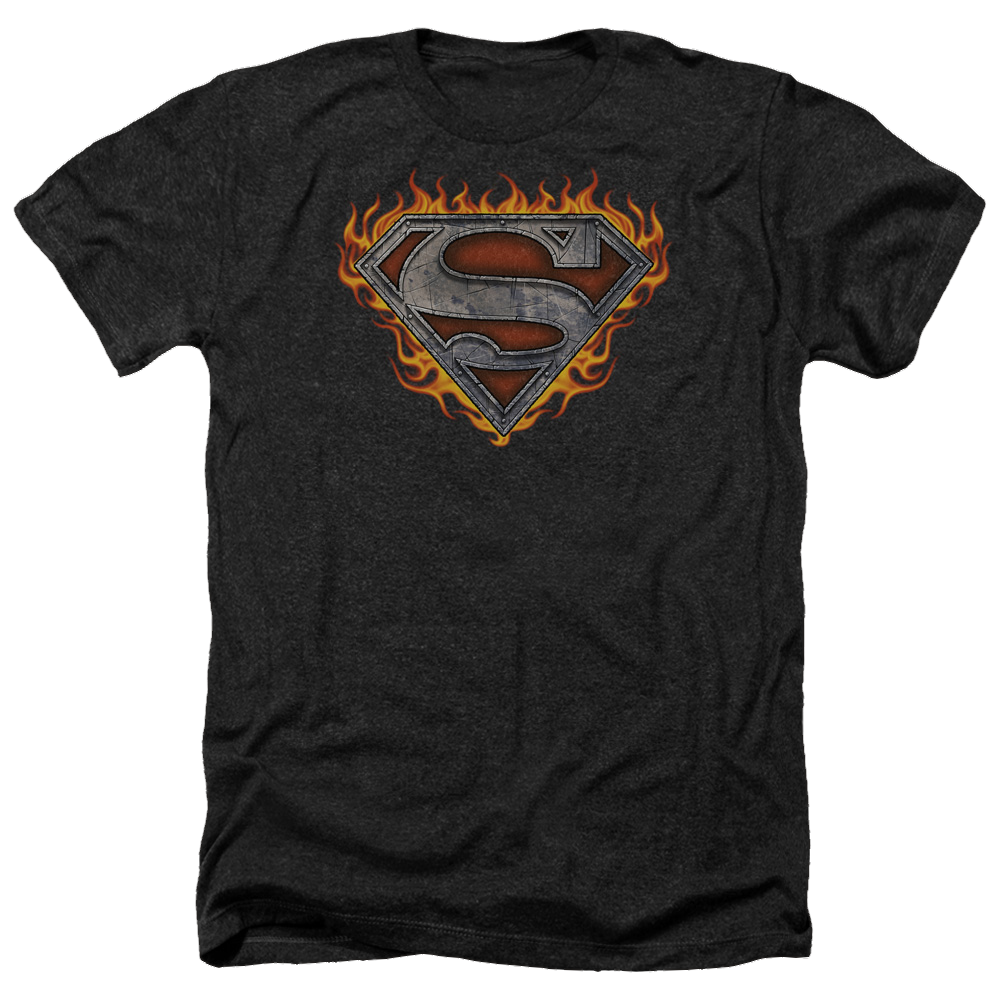 Superman Iron Fire Shield - Men's Heather T-Shirt Men's Heather T-Shirt Superman   