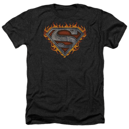 Superman Iron Fire Shield - Men's Heather T-Shirt Men's Heather T-Shirt Superman   