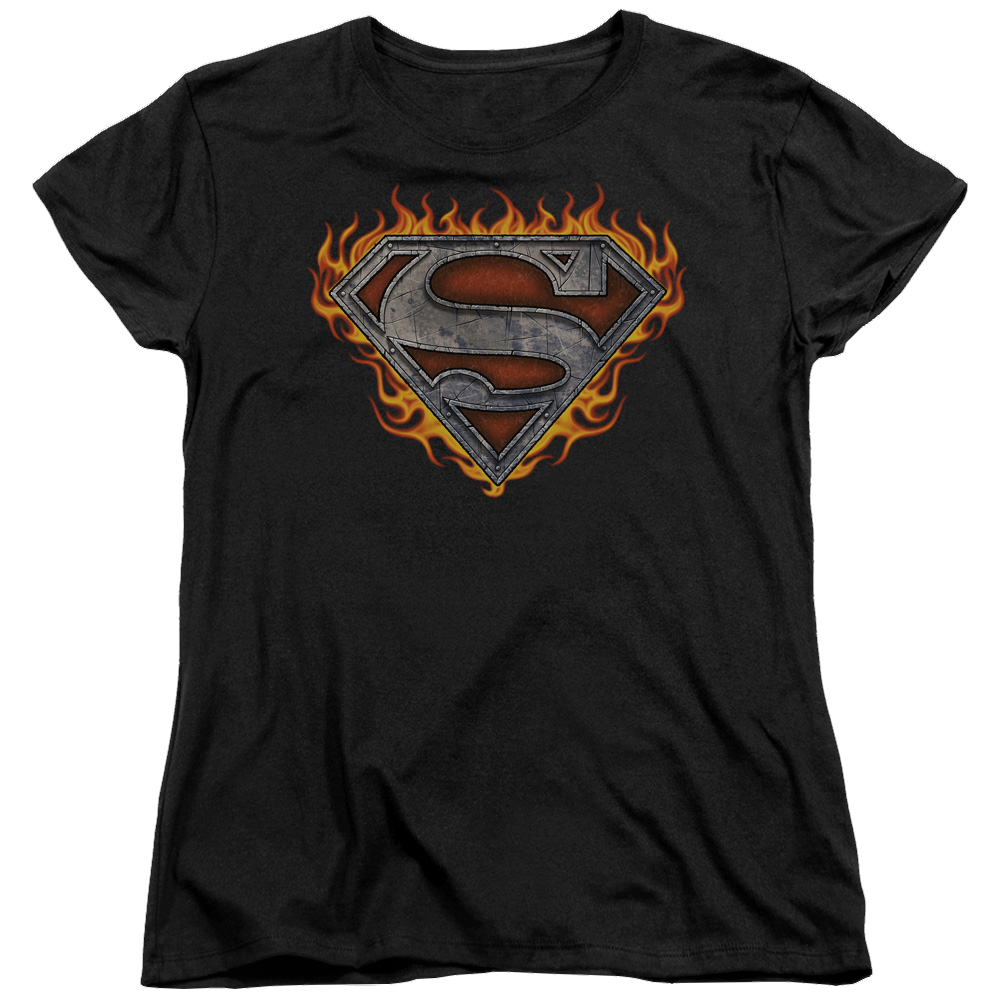 Superman Iron Fire Shield - Women's T-Shirt Women's T-Shirt Superman   