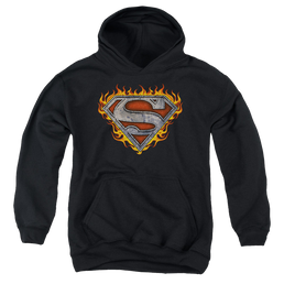 Superman Iron Fire Shield - Youth Hoodie Youth Hoodie (Ages 8-12) Superman   