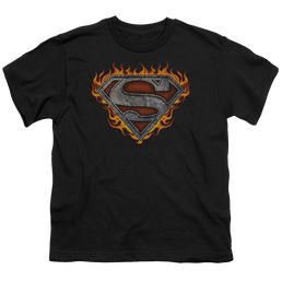 Superman Iron Fire Shield - Youth T-Shirt Youth T-Shirt (Ages 8-12) Superman   