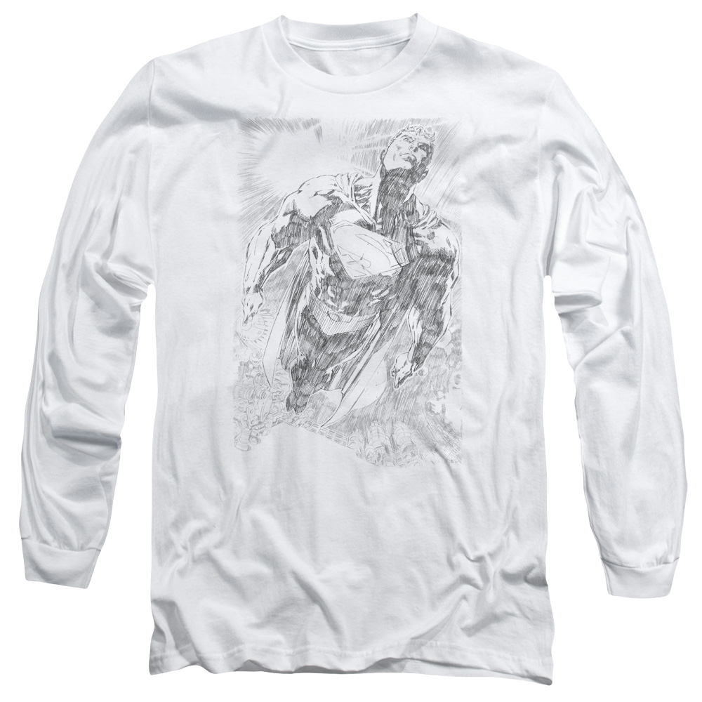 Superman Exploding Space Sketch - Men's Long Sleeve T-Shirt Men's Long Sleeve T-Shirt Superman   