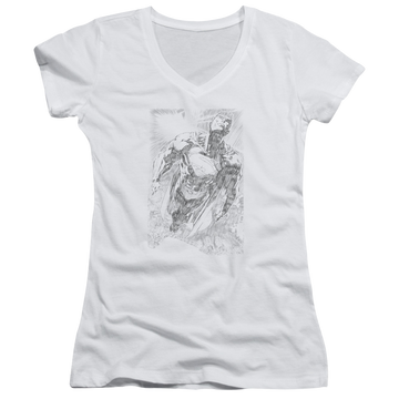 Superman Exploding Space Sketch - Juniors V-Neck T-Shirt Juniors V-Neck T-Shirt Superman   