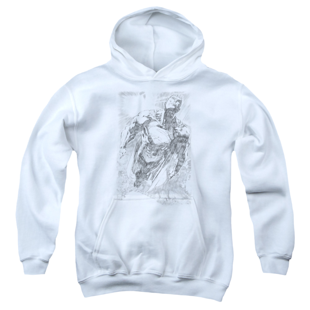 Superman Exploding Space Sketch - Youth Hoodie Youth Hoodie (Ages 8-12) Superman   