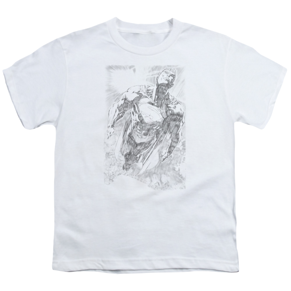 Superman Exploding Space Sketch - Youth T-Shirt Youth T-Shirt (Ages 8-12) Superman   