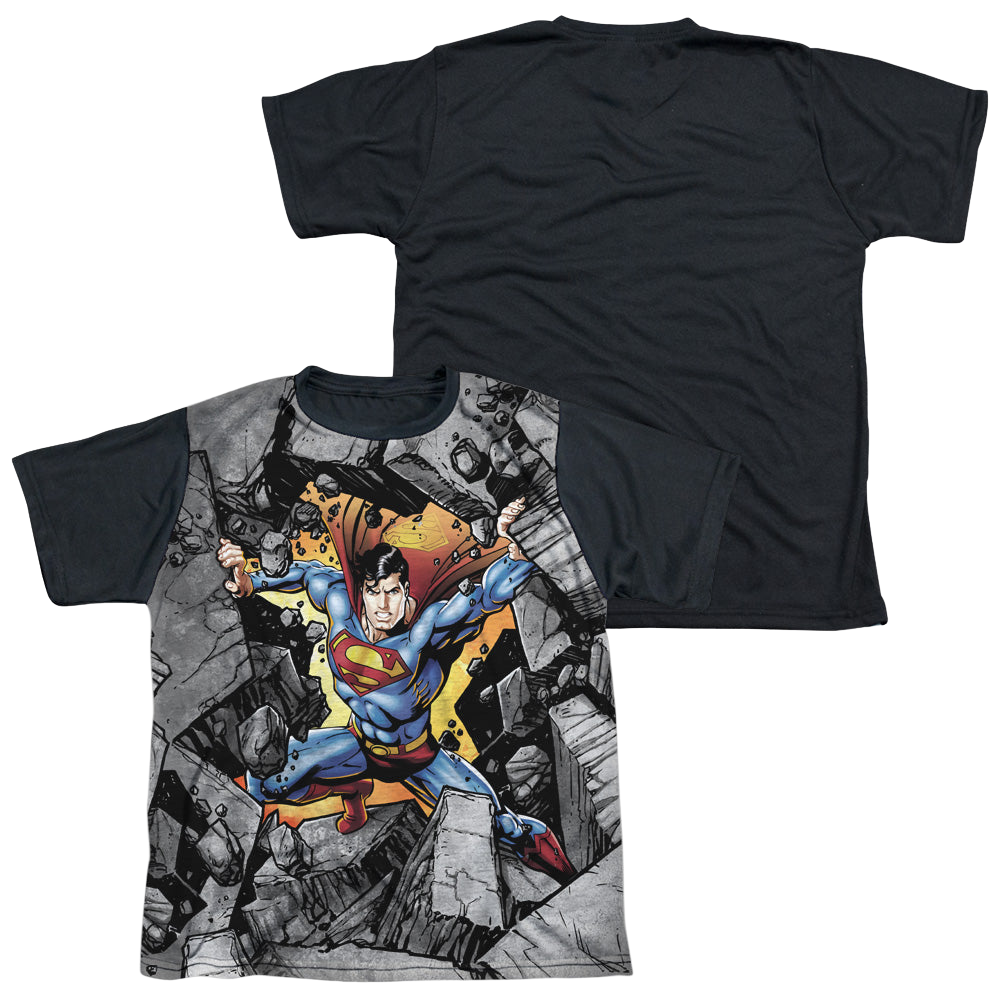 Superman Break On Through - Youth Black Back T-Shirt Youth Black Back T-Shirt (Ages 8-12) Superman   