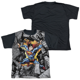 Superman Break On Through - Youth Black Back T-Shirt Youth Black Back T-Shirt (Ages 8-12) Superman   