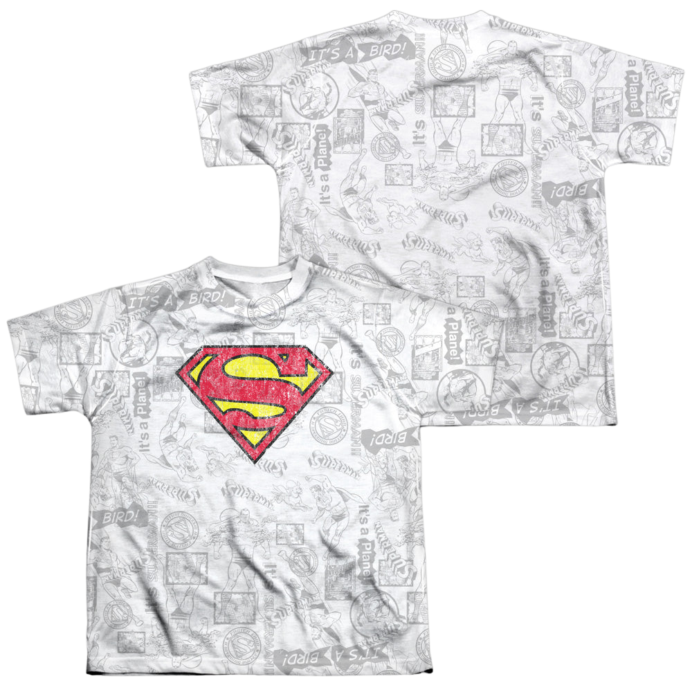 Superman Classic Repeat - Youth All-Over Print T-Shirt Youth All-Over Print T-Shirt (Ages 8-12) Superman   