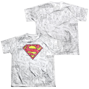 Superman Classic Repeat youth all-over print t-shirt for ages 8 to 12