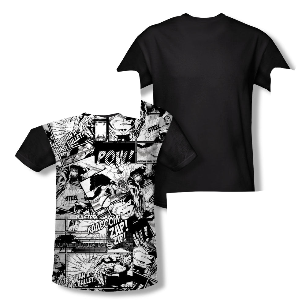 Superman Comic Strips - Men's Black Back T-Shirt Men's Black Back T-Shirt Superman   