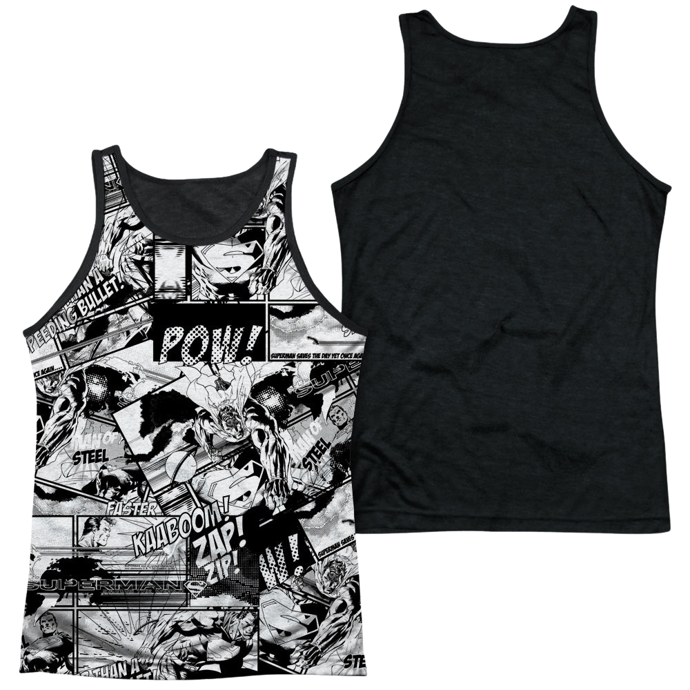 Superman Comic Strips - Men's Black Back Tank Top Men's Black Back Tank Superman   