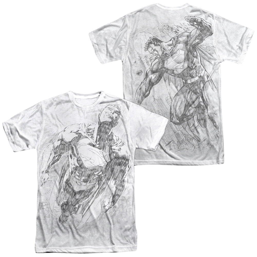 Superman Exploding Space Sketch - Men's All-Over Print T-Shirt Men's All-Over Print T-Shirt Superman   