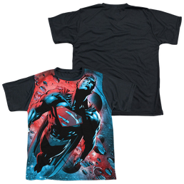 Superman Red Sun - Youth Black Back T-Shirt Youth Black Back T-Shirt (Ages 8-12) Superman   