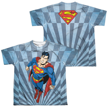 Superman Super Climb youth all-over print t-shirt for ages 8 to 12