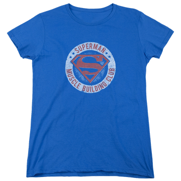 Royal women's t-shirt with Superman Muscle Club graphic