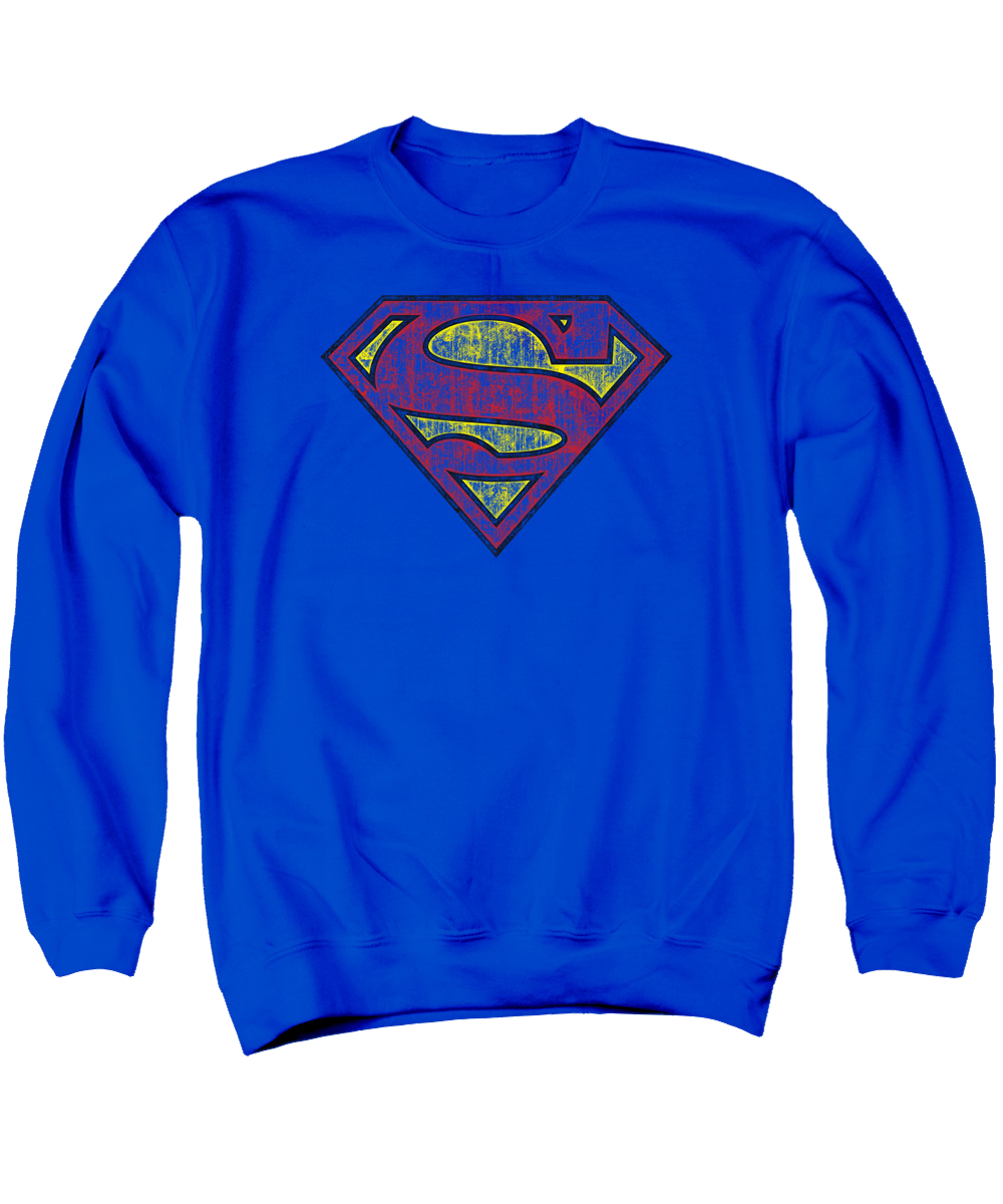 Superman Tattered Shield - Men's Crewneck Sweatshirt Men's Crewneck Sweatshirt Superman   