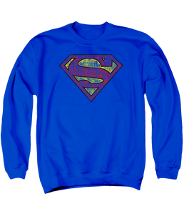 Superman Tattered Shield - Men's Crewneck Sweatshirt Men's Crewneck Sweatshirt Superman   