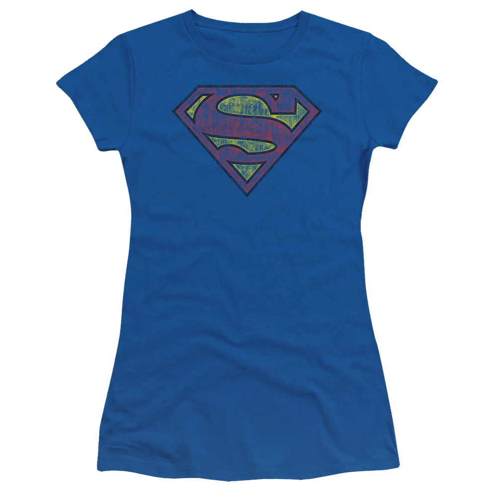 Superman Tattered Shield - Juniors T-Shirt Juniors T-Shirt Superman   