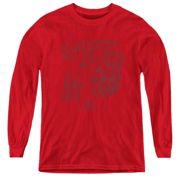 Red youth long sleeve t-shirt with Superman Code Red graphic