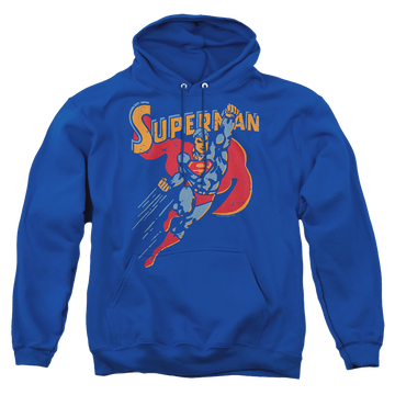 Royal pullover hoodie with Superman Life Like Action graphic