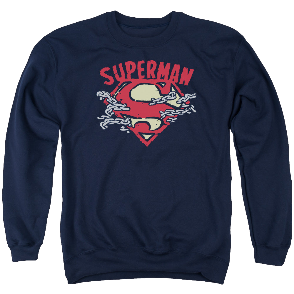 Superman Chain Breaking - Men's Crewneck Sweatshirt Men's Crewneck Sweatshirt Superman   