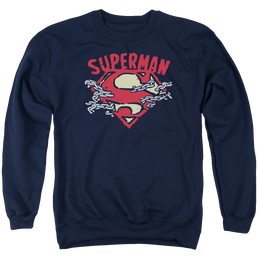 Superman Chain Breaking - Men's Crewneck Sweatshirt Men's Crewneck Sweatshirt Superman   
