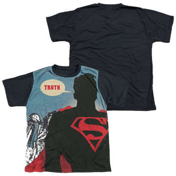 Superman Truth youth black back t-shirt for ages 8 to 12