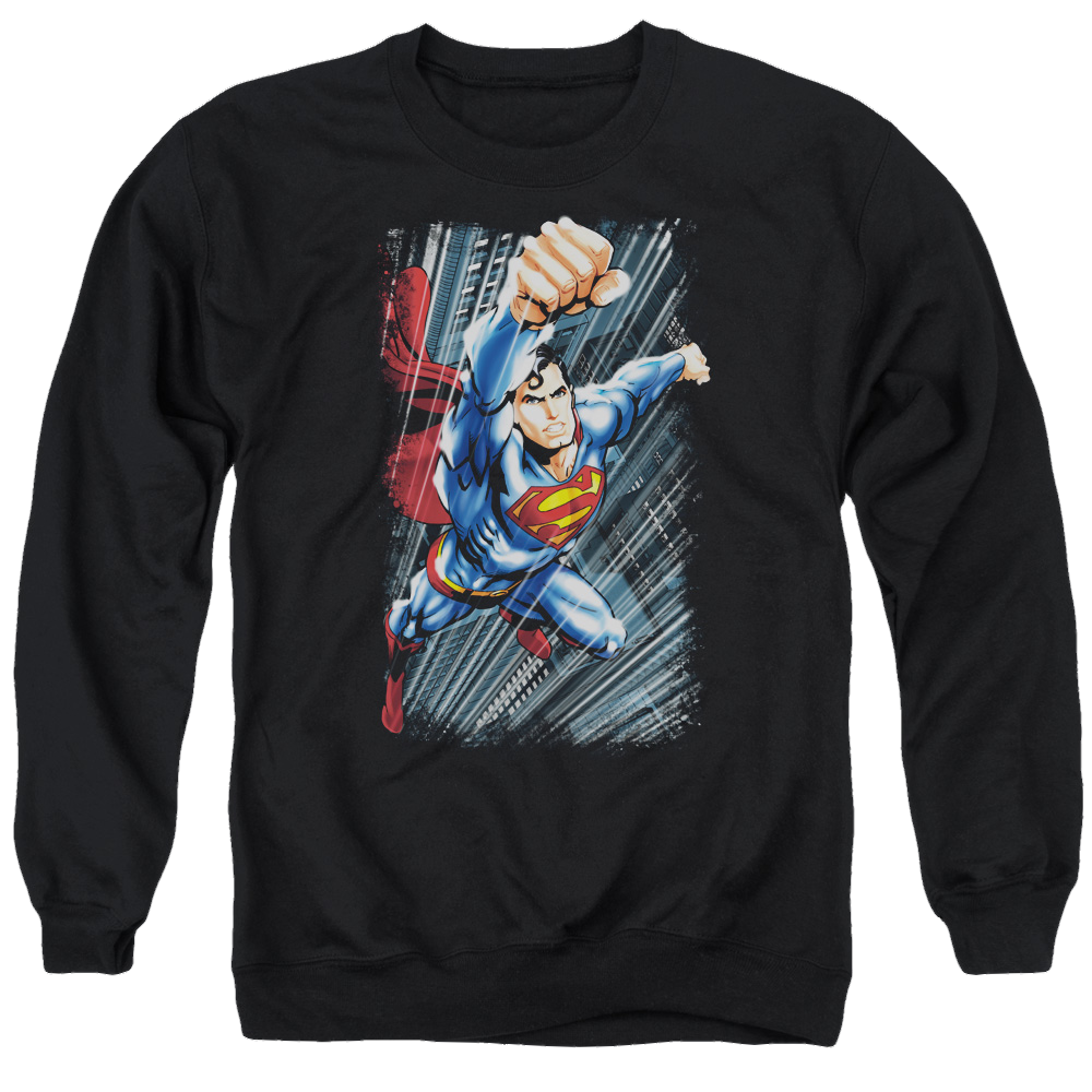 Superman Faster Than - Men's Crewneck Sweatshirt Men's Crewneck Sweatshirt Superman   