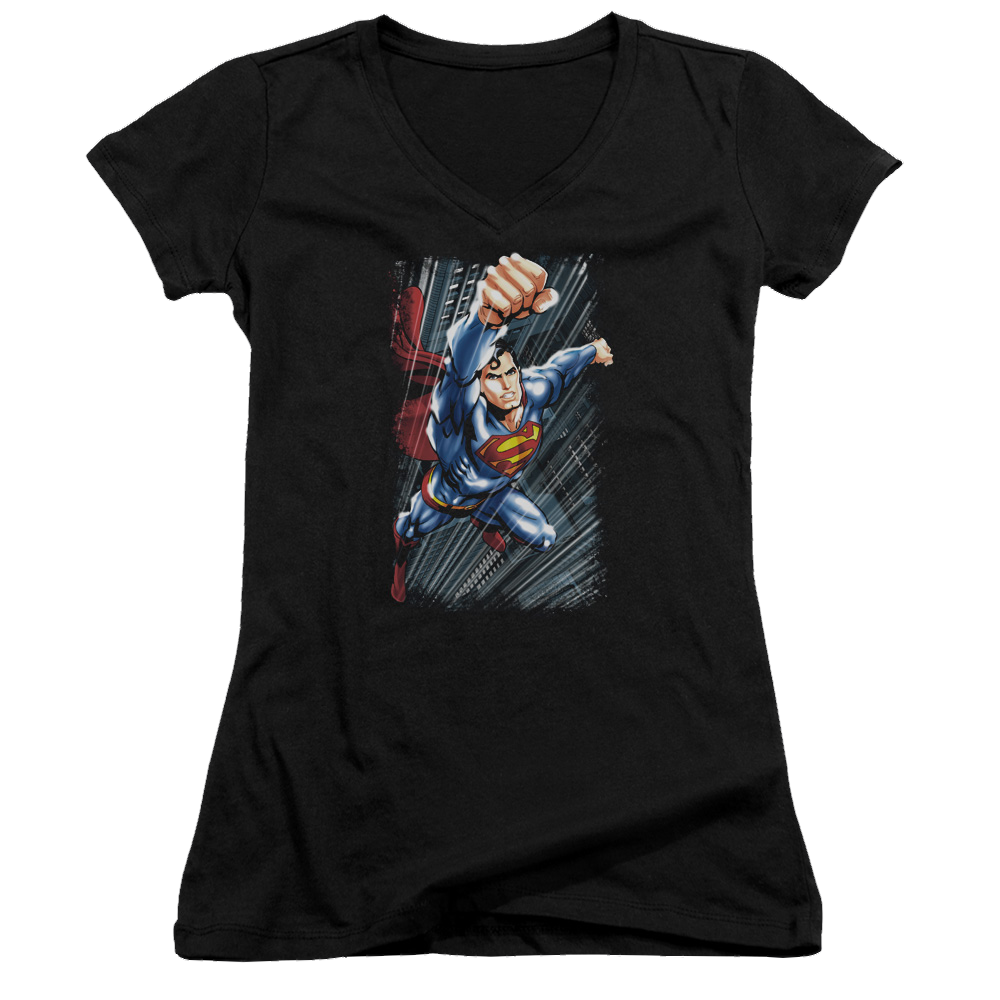 Superman Faster Than - Juniors V-Neck T-Shirt Juniors V-Neck T-Shirt Superman   