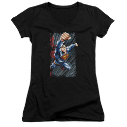 Superman Faster Than - Juniors V-Neck T-Shirt Juniors V-Neck T-Shirt Superman   