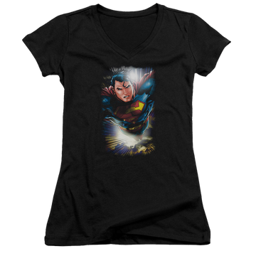 Superman In The Sky - Juniors V-Neck T-Shirt Juniors V-Neck T-Shirt Superman   