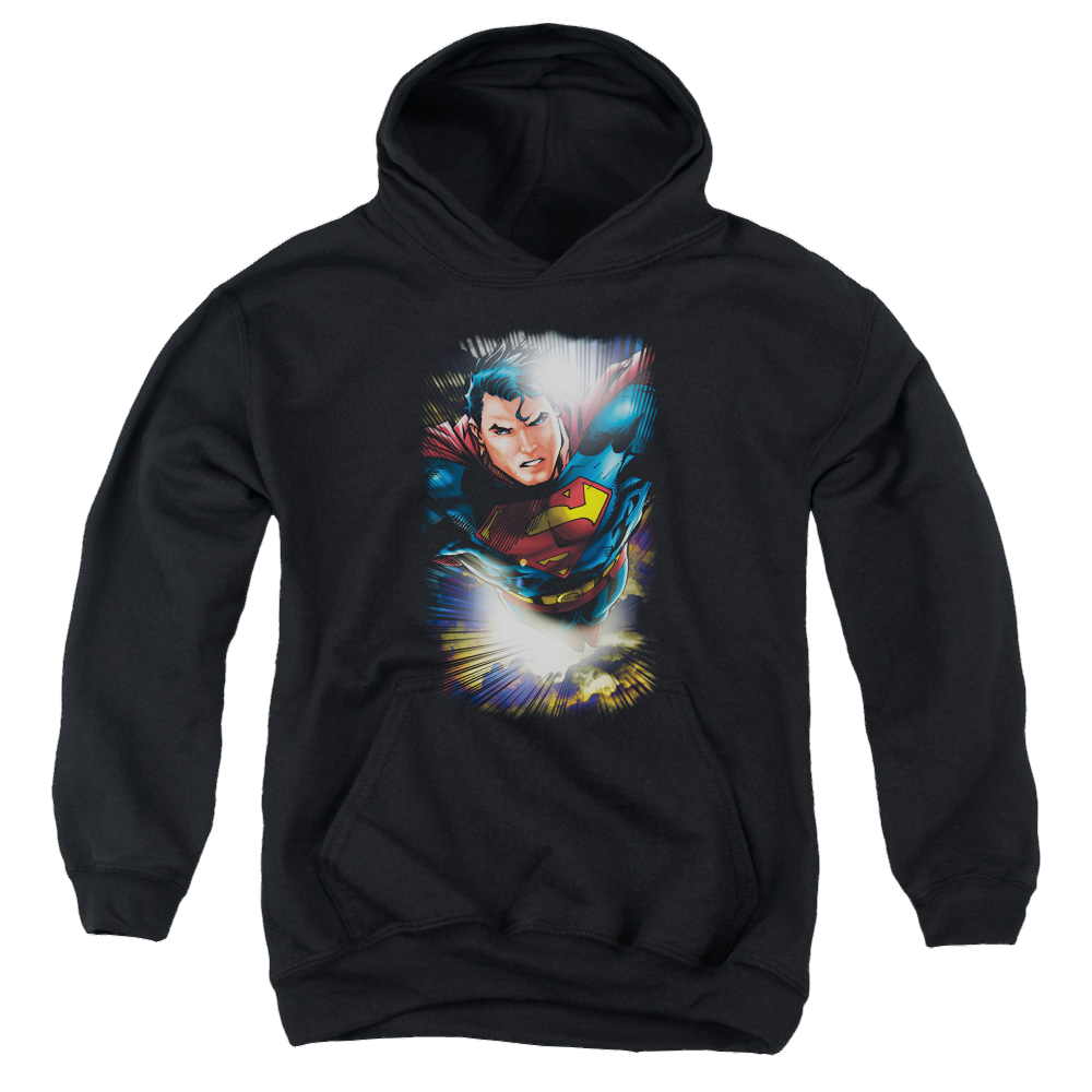Superman In The Sky - Youth Hoodie Youth Hoodie (Ages 8-12) Superman   