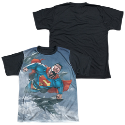 Superman In The Sky - Youth Black Back T-Shirt Youth Black Back T-Shirt (Ages 8-12) Superman   
