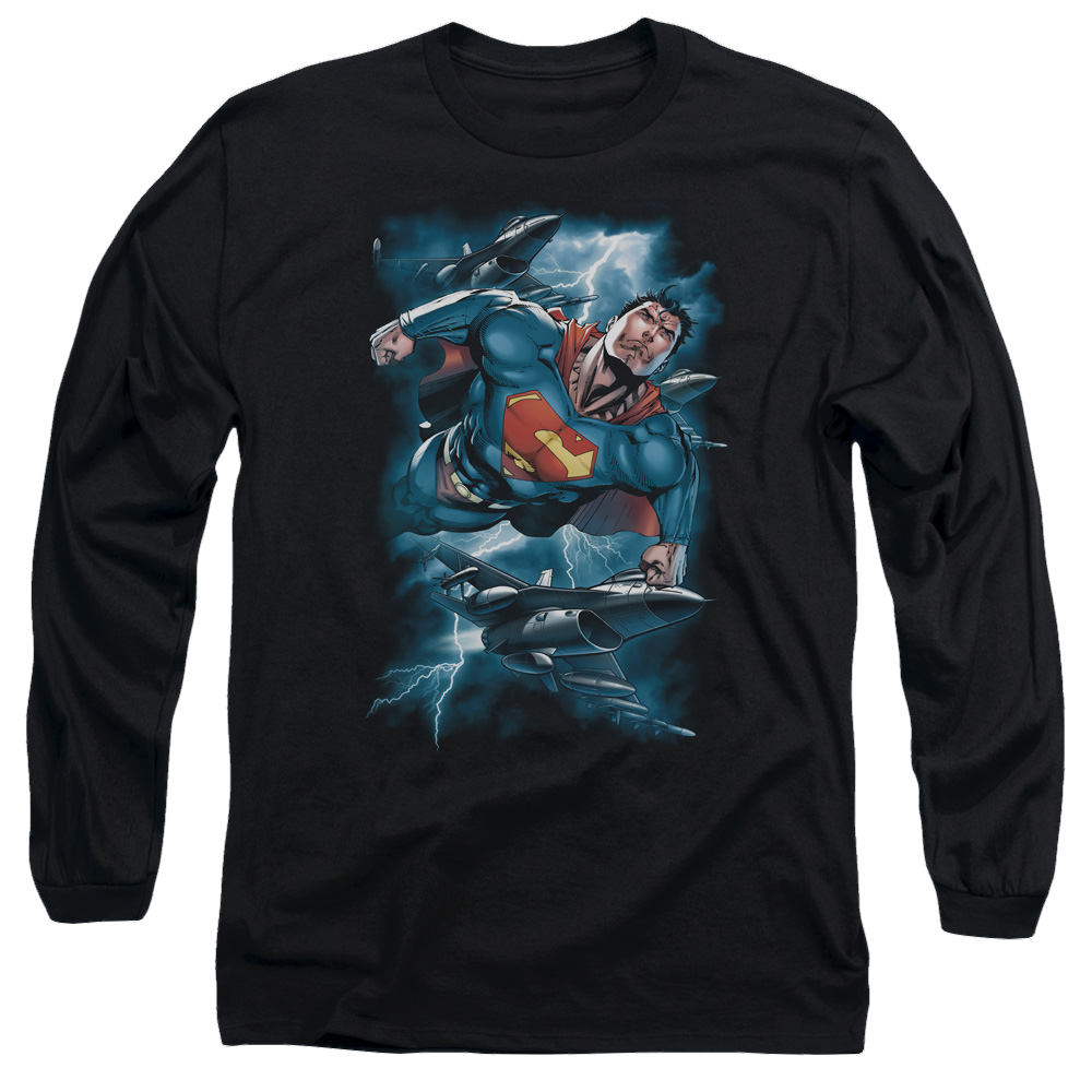 Superman Stormy Flight - Men's Long Sleeve T-Shirt Men's Long Sleeve T-Shirt Superman   