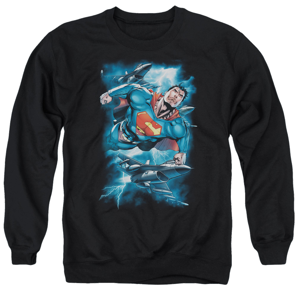 Superman Stormy Flight - Men's Crewneck Sweatshirt Men's Crewneck Sweatshirt Superman   
