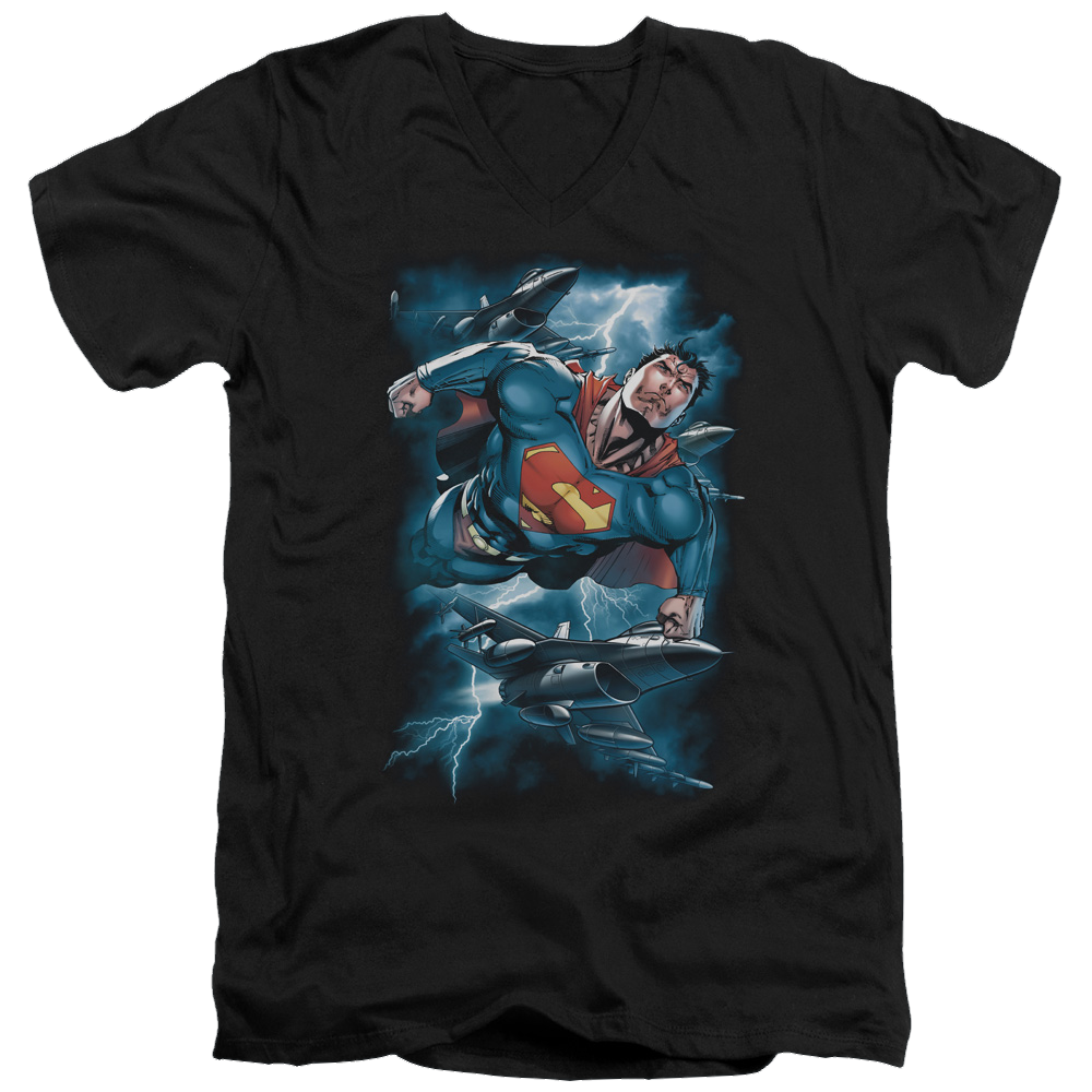 Superman Stormy Flight - Men's V-Neck T-Shirt Men's V-Neck T-Shirt Superman   