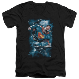 Superman Stormy Flight - Men's V-Neck T-Shirt Men's V-Neck T-Shirt Superman   