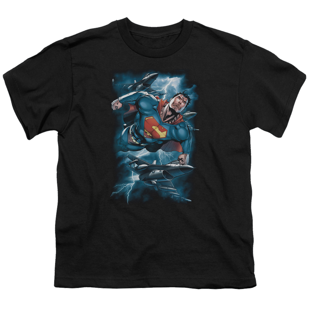 Superman Stormy Flight - Youth T-Shirt Youth T-Shirt (Ages 8-12) Superman   