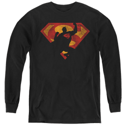 Superman S Shield Knockout - Youth Long Sleeve T-Shirt Youth Long Sleeve T-Shirt Superman   