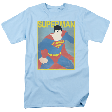 Light blue men's regular fit t-shirt with Superman Simple Sm Poster graphic