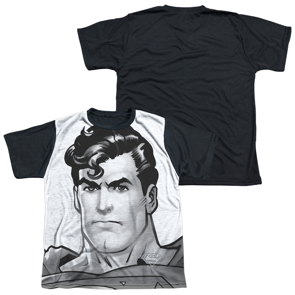 Superman Bw Supes Head - Youth Black Back T-Shirt Youth Black Back T-Shirt (Ages 8-12) Superman   