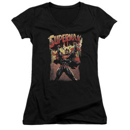 Superman Lift Up - Juniors V-Neck T-Shirt Juniors V-Neck T-Shirt Superman   