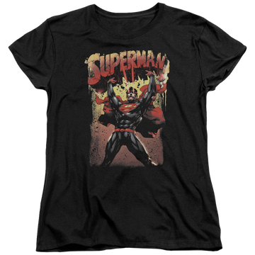 Black women's t-shirt with Superman Lift Up graphic