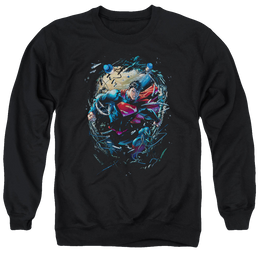 Superman Breaking Space - Men's Crewneck Sweatshirt Men's Crewneck Sweatshirt Superman   