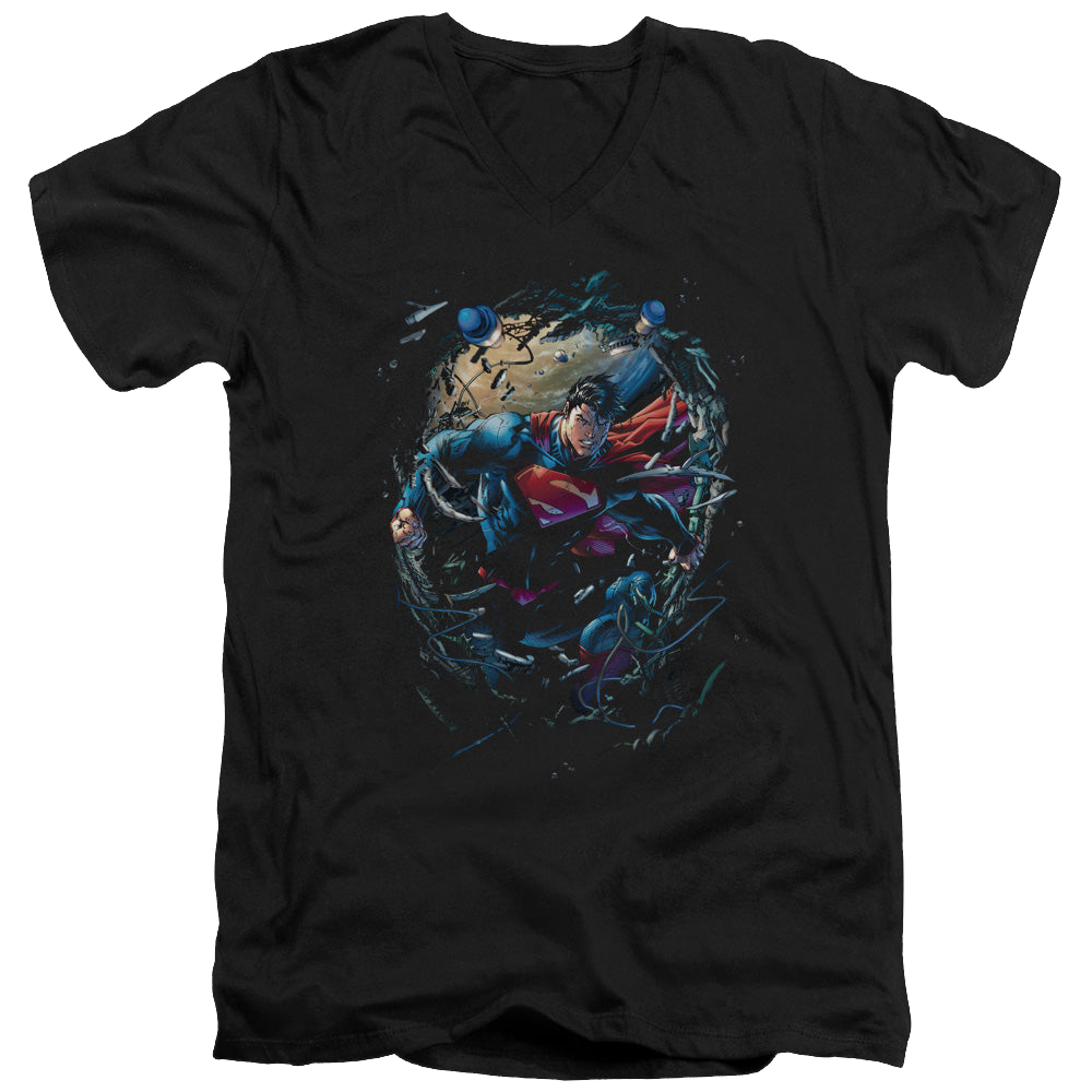 Superman Breaking Space - Men's V-Neck T-Shirt Men's V-Neck T-Shirt Superman   