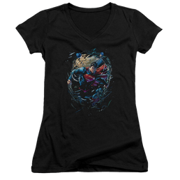 Superman Breaking Space - Juniors V-Neck T-Shirt Juniors V-Neck T-Shirt Superman   