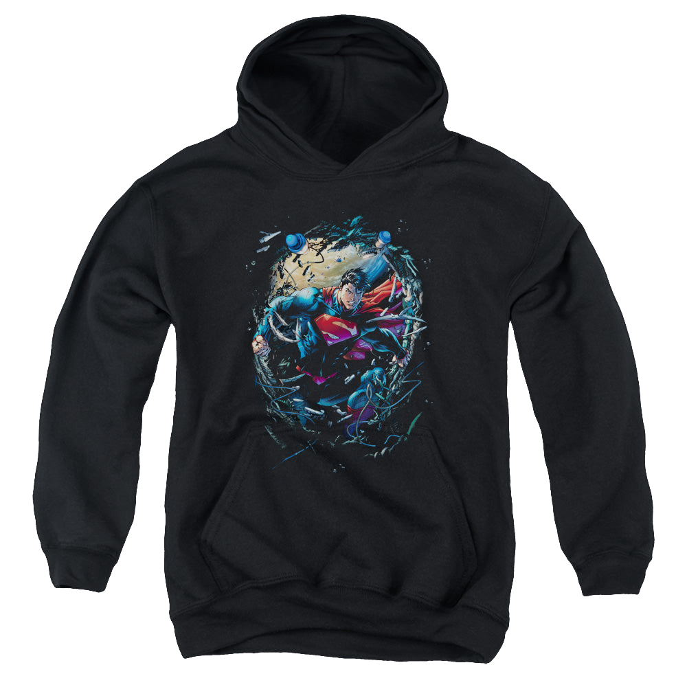 Superman Breaking Space - Youth Hoodie Youth Hoodie (Ages 8-12) Superman   