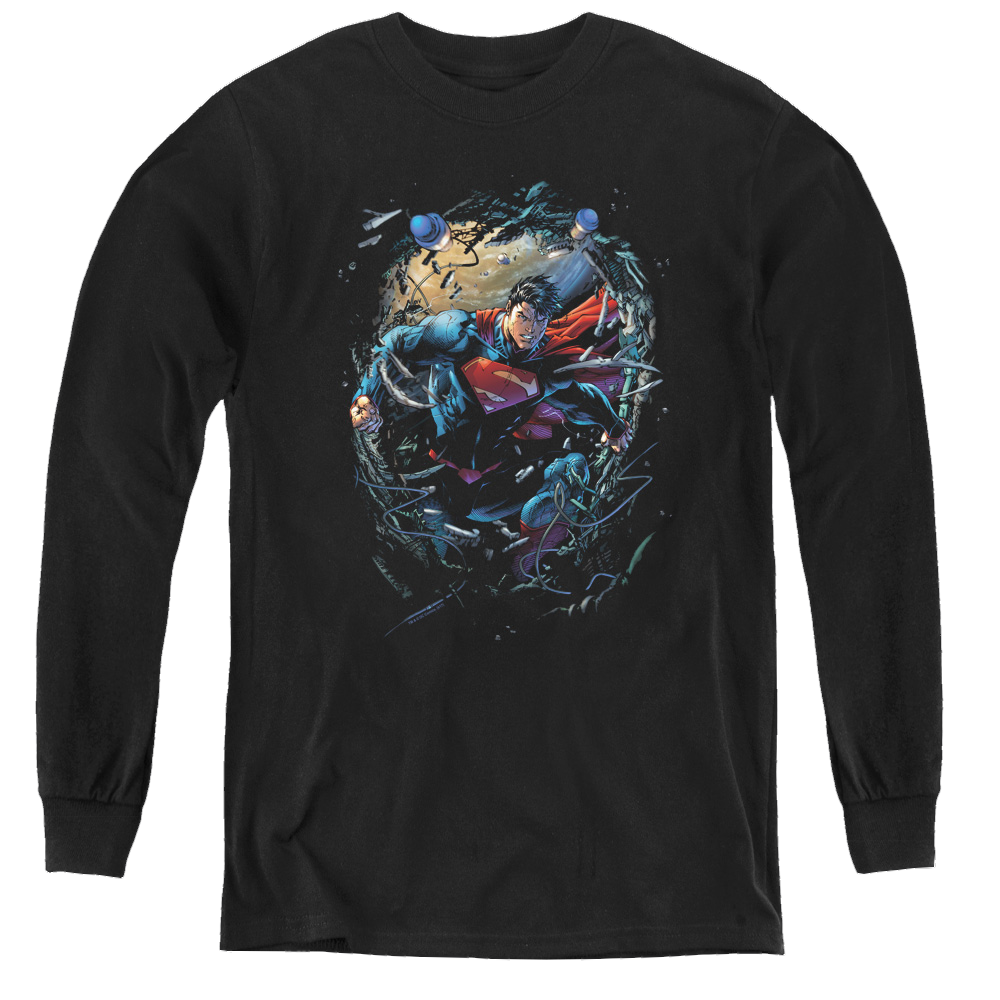 Superman Breaking Space - Youth Long Sleeve T-Shirt Youth Long Sleeve T-Shirt Superman   