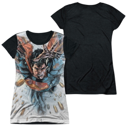 Superman Bullets In The Sky - Juniors Black Back T-Shirt Juniors Black Back T-Shirt Superman   
