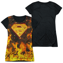 Superman Fire Logo - Juniors Black Back T-Shirt Juniors Black Back T-Shirt Superman   